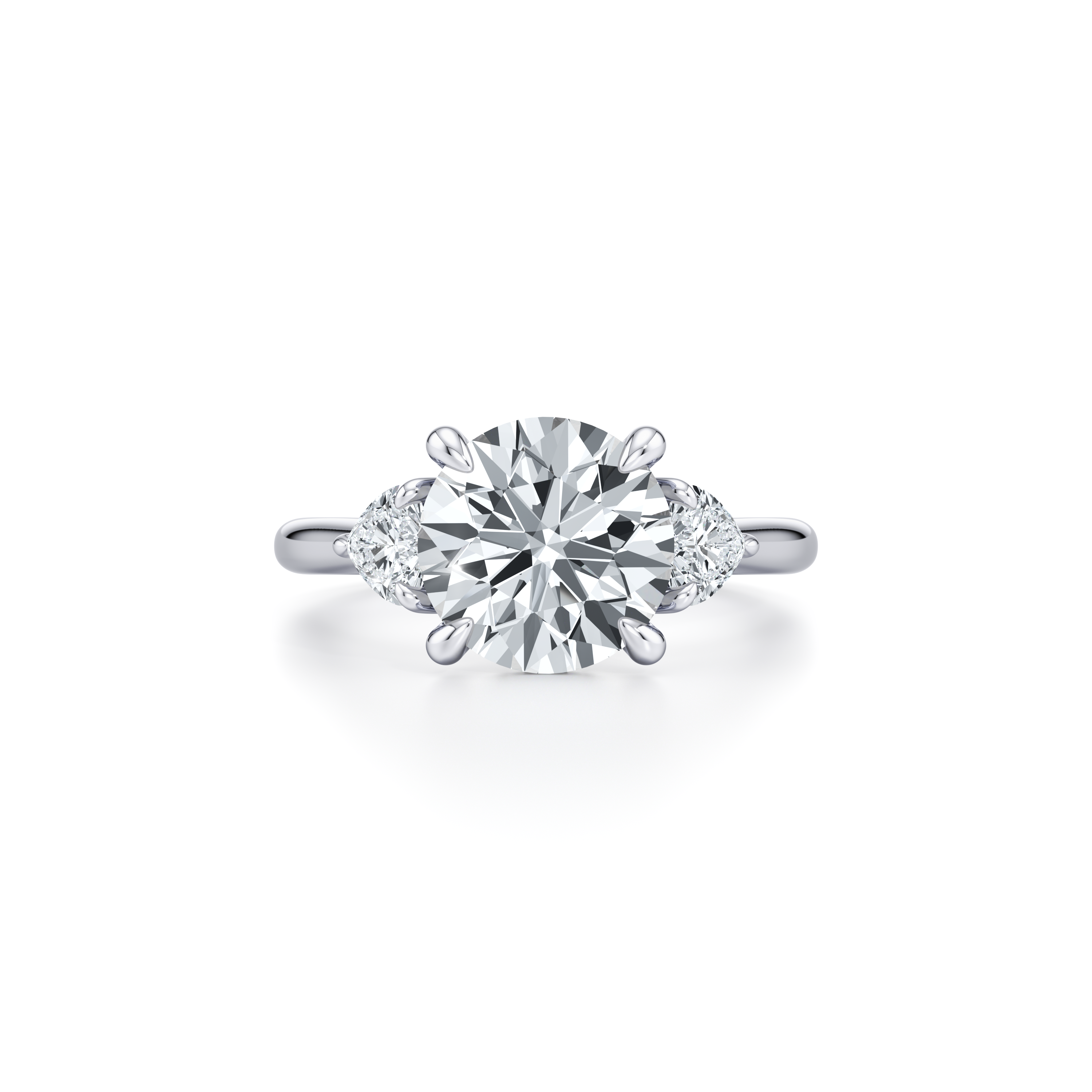 Chelsea Heart Three Stone High Polish Lab Diamond Engagement Ring