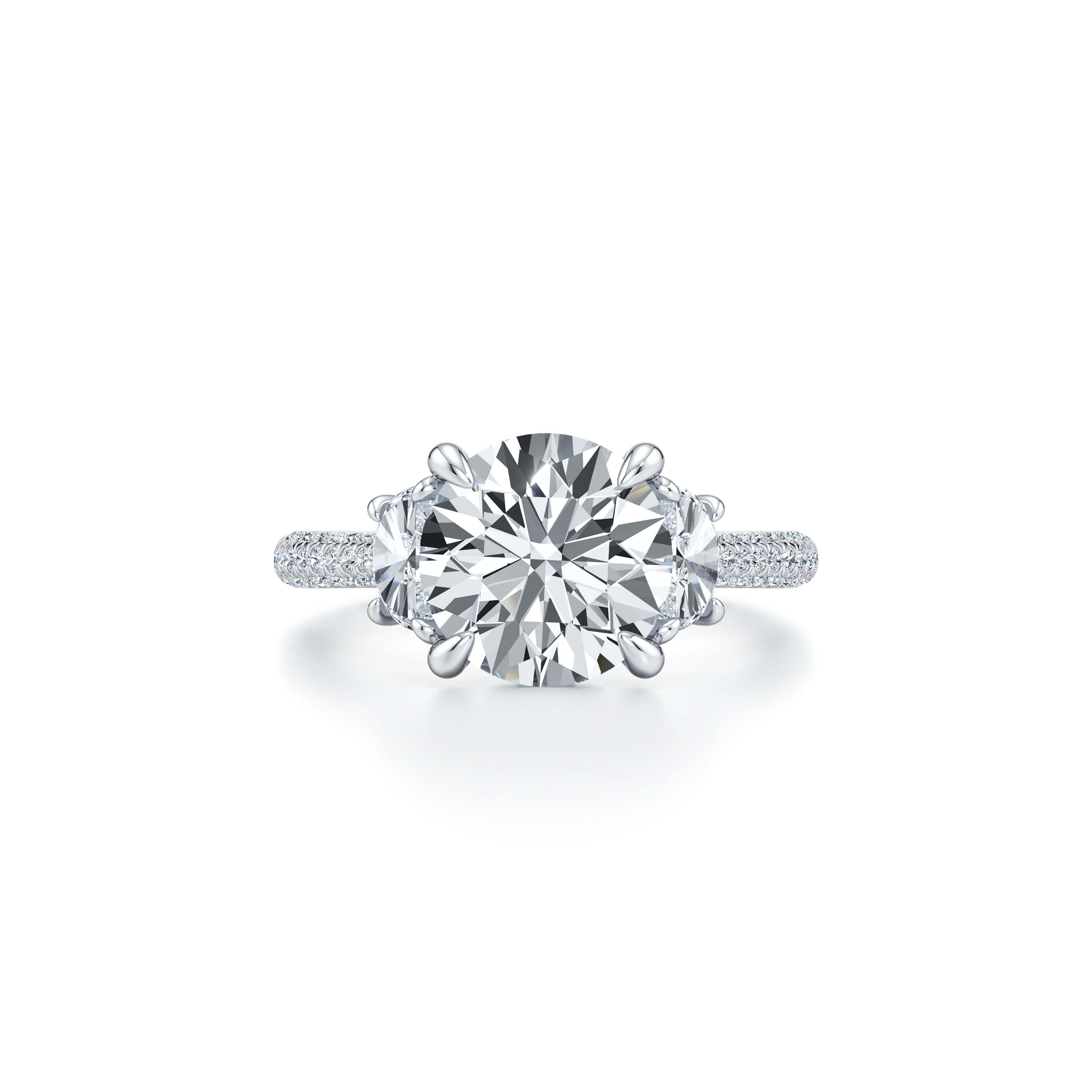 Chelsea Half-Moon Three Stone Three Row Lab Diamond Engagement
