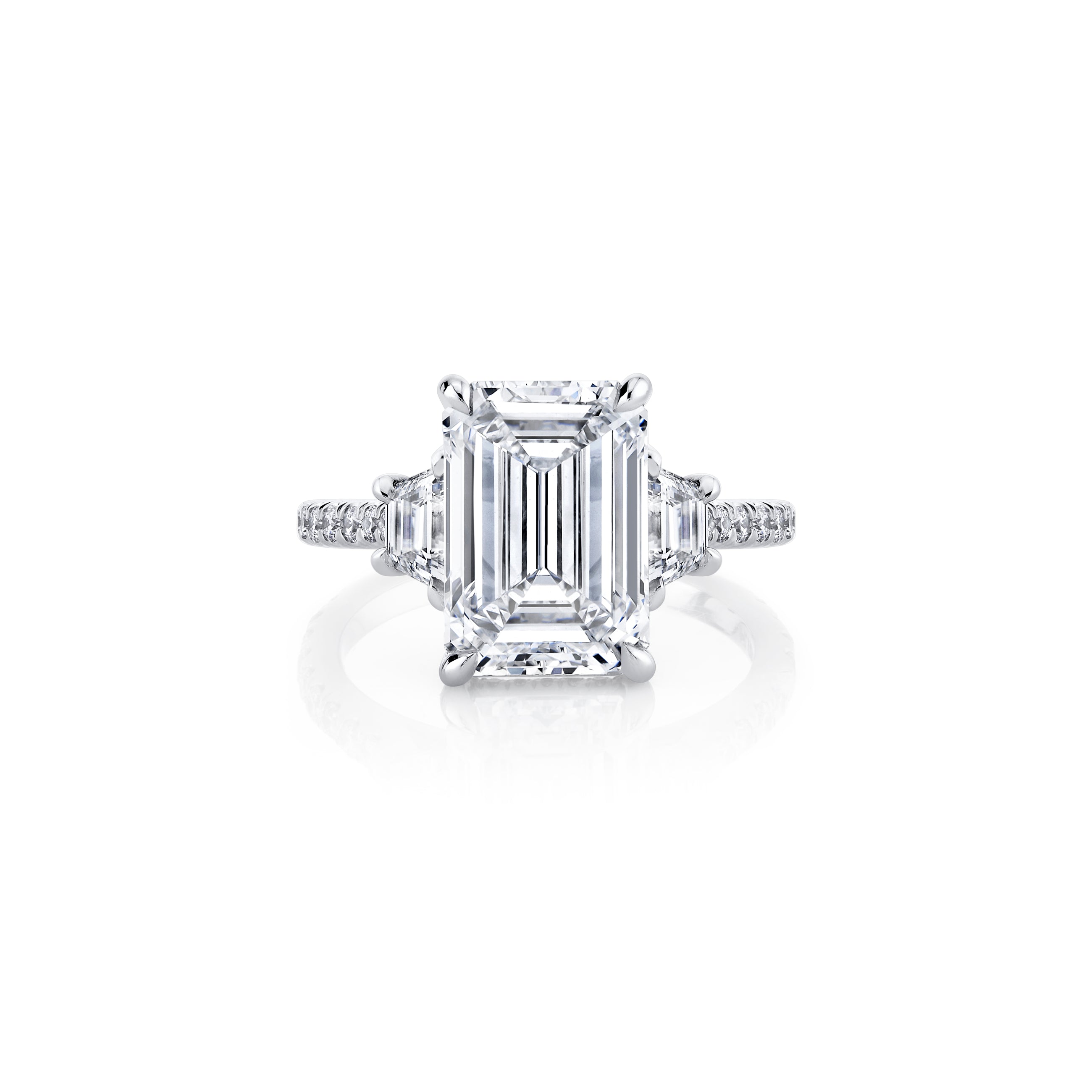 Chelsea Emerald Three Stone Lab Diamond Engagement Ring Jean Dousset