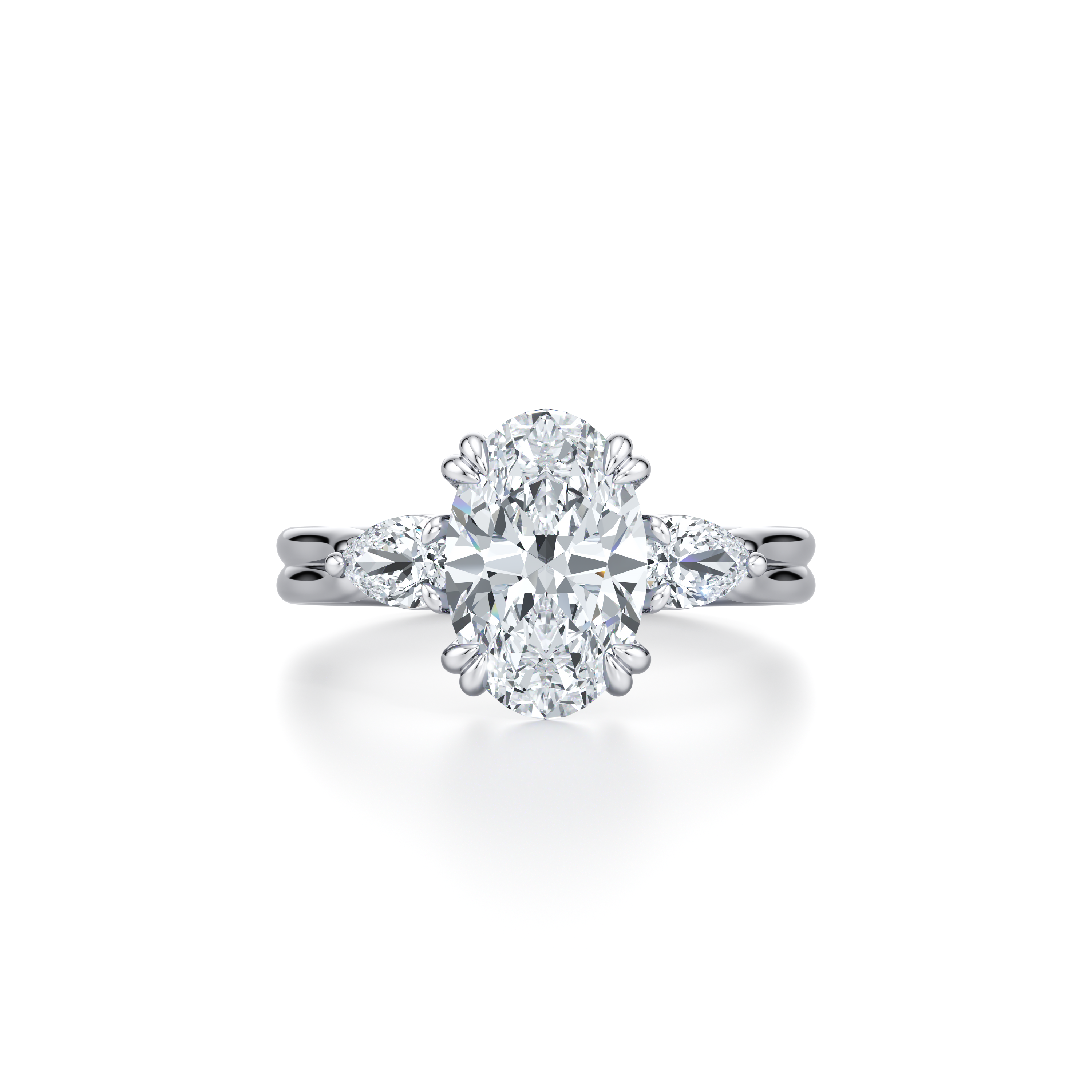 Elle Pear Three Stone Lab Diamond Engagement Ring Jean Dousset