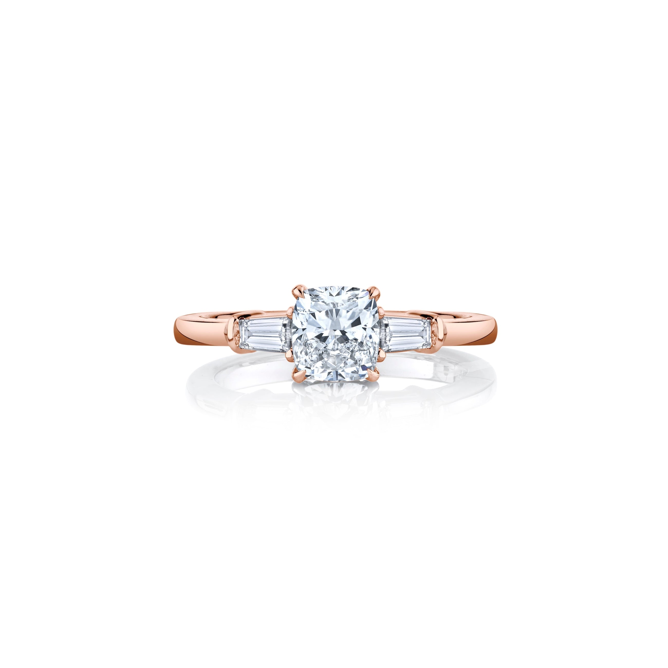 Tapered Oval and Baguette 3 Stone Diamond Engagement Ring, R1093W