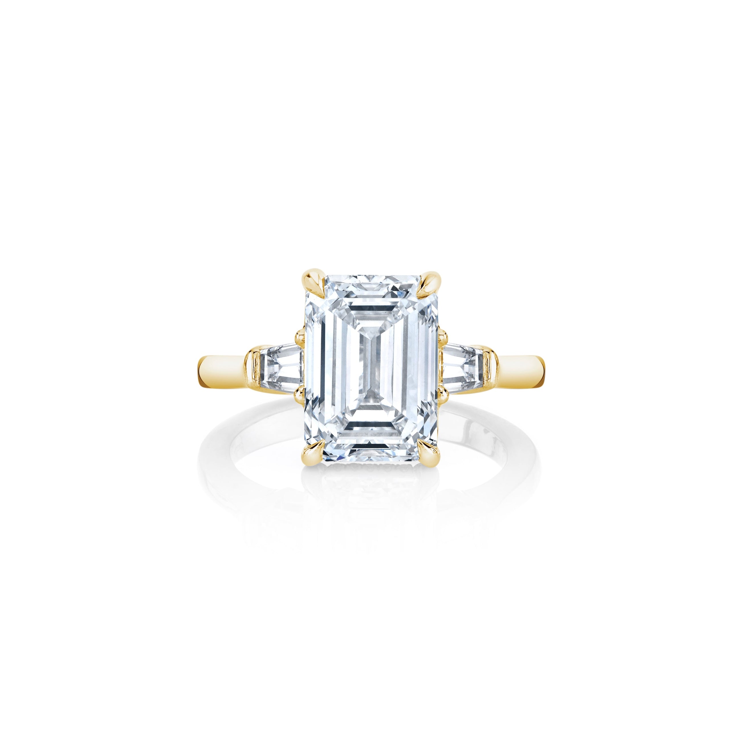Tapered Oval and Baguette 3 Stone Diamond Engagement Ring, R1093W