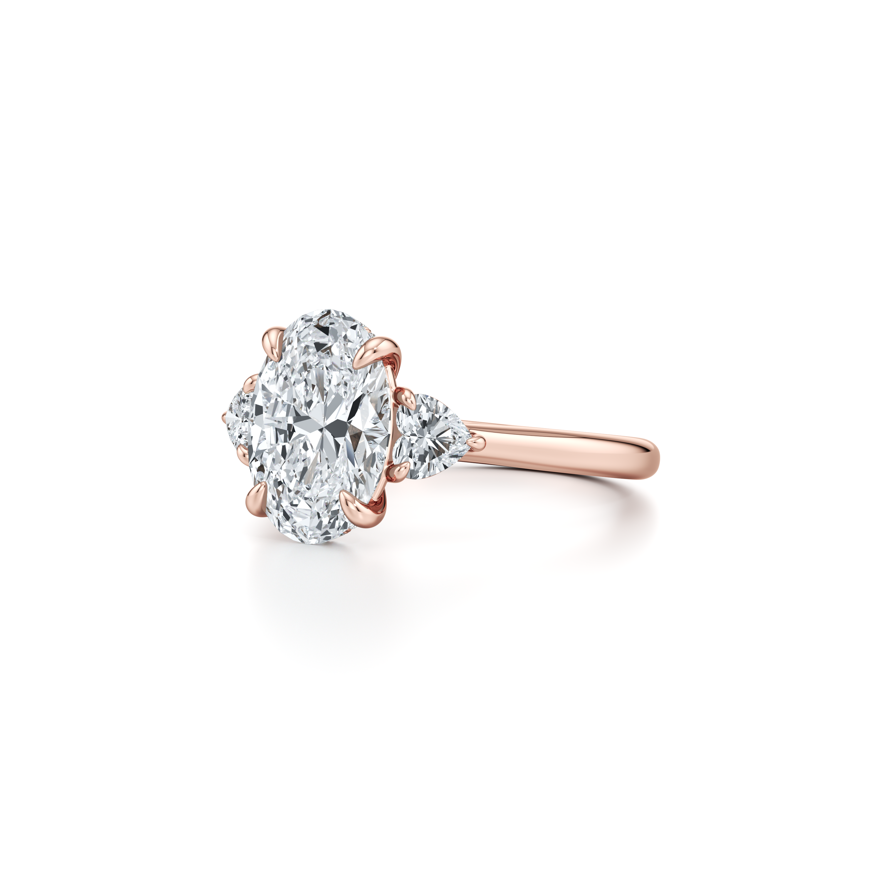 Chelsea Heart Three Stone High Polish Lab Diamond Engagement Ring