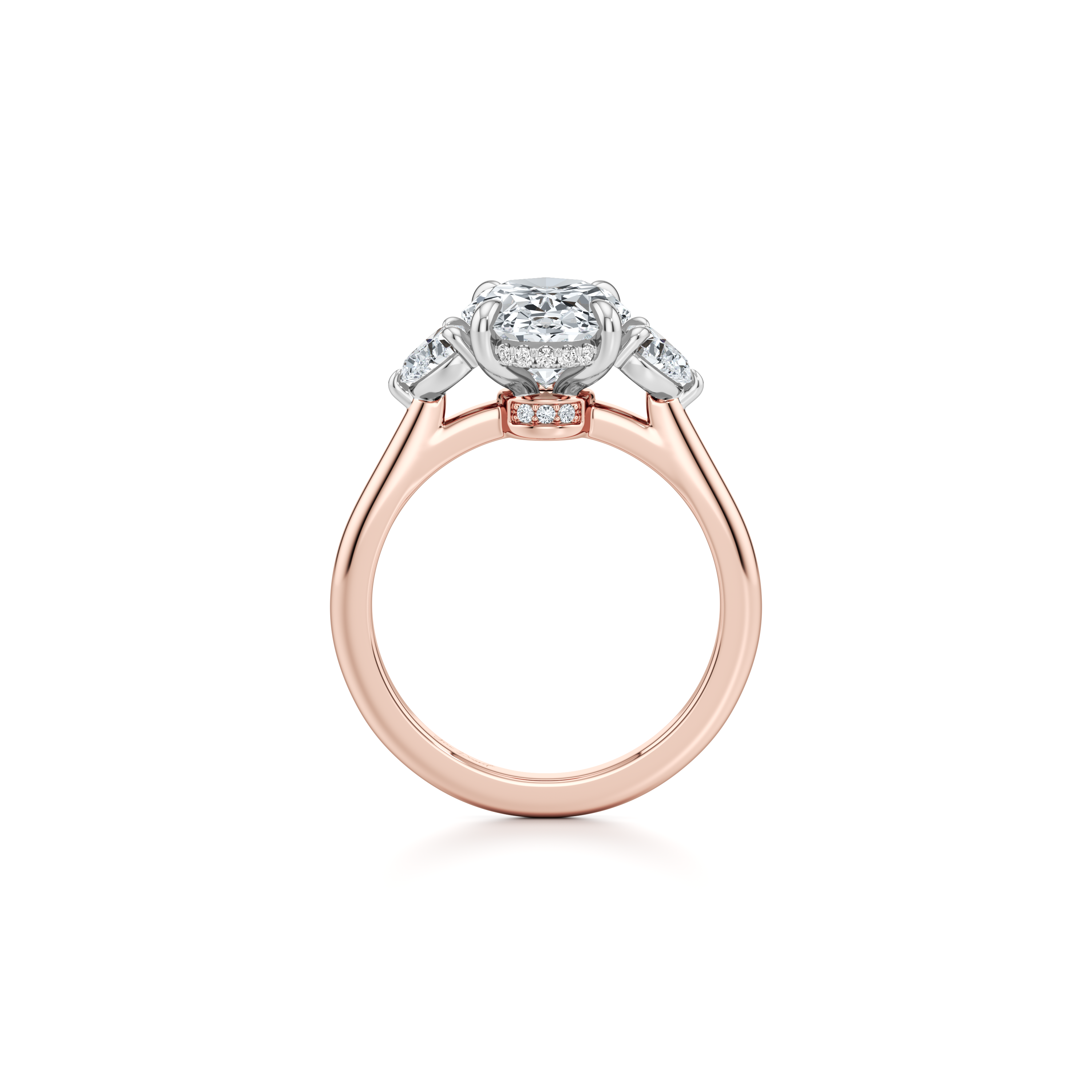 Chelsea Heart Three Stone High Polish Lab Diamond Engagement Ring