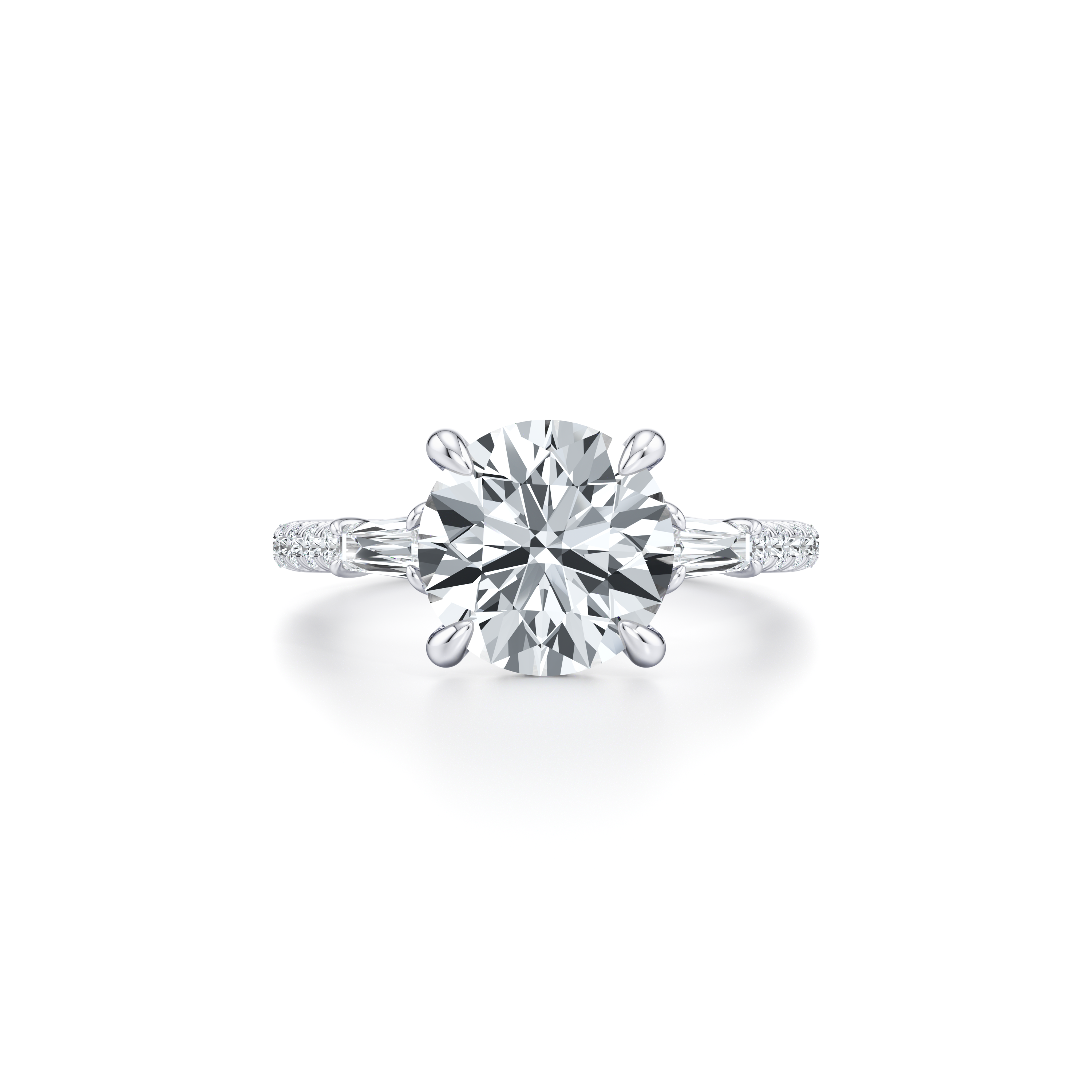 Chelsea Baguette Three Stone One Row Lab Diamond Engagement Ring | Jean ...