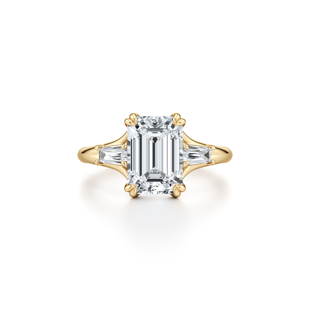 Jane Emerald Cut Tapered Baguette Three Stone Lab Diamond Engagement Ring image 1