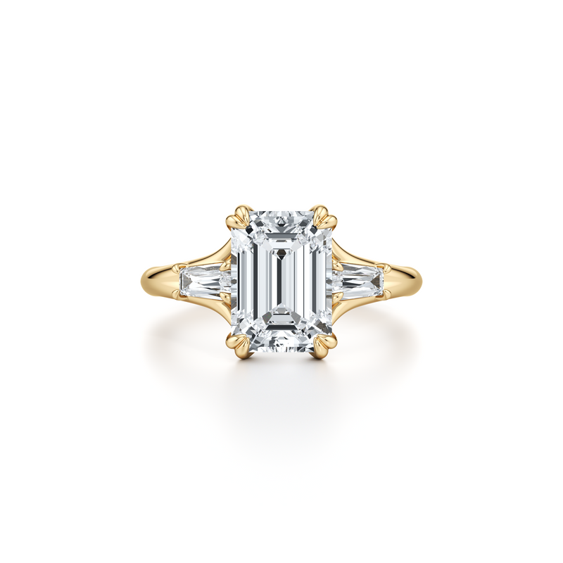 Jane Emerald Cut Tapered Baguette Three Stone Lab Diamond Engagement Ring image 1
