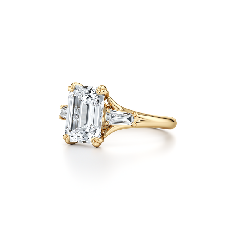 Jane Emerald Cut Tapered Baguette Three Stone Lab Diamond Engagement Ring image 2