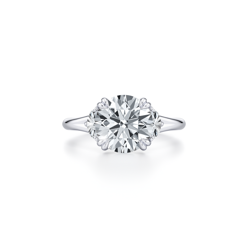 Jane Half Moon Three Stone Lab Diamond Engagement Ring image 1