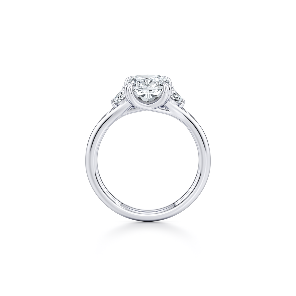 Jane Elongated Cushion Cut Half Moon Three Stone Lab Diamond Engagement Ring image 4