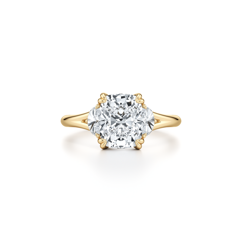 Jane Half Moon Three Stone Lab Diamond Engagement Ring image 66
