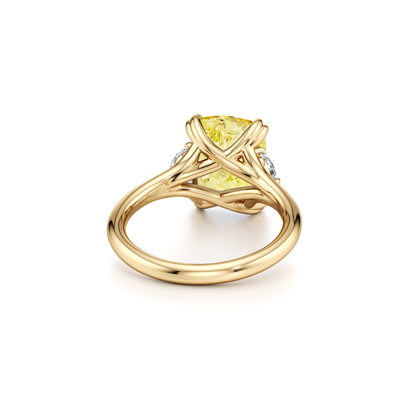 Jane Elongated Cushion Cut Yellow Diamond Three Stone Engagement Ring image 3