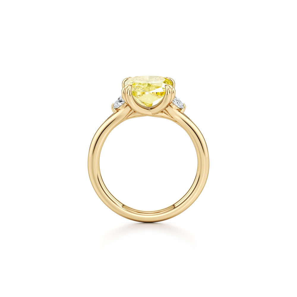 Jane Elongated Cushion Cut Yellow Diamond Three Stone Engagement Ring image 4