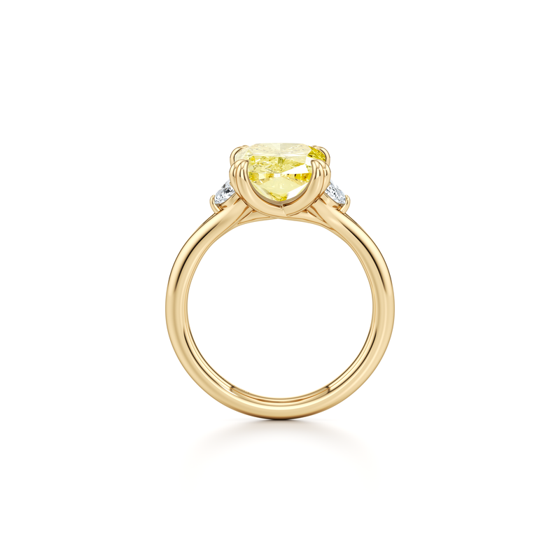 Jane Elongated Cushion Cut Yellow Diamond Three Stone Engagement Ring image 4