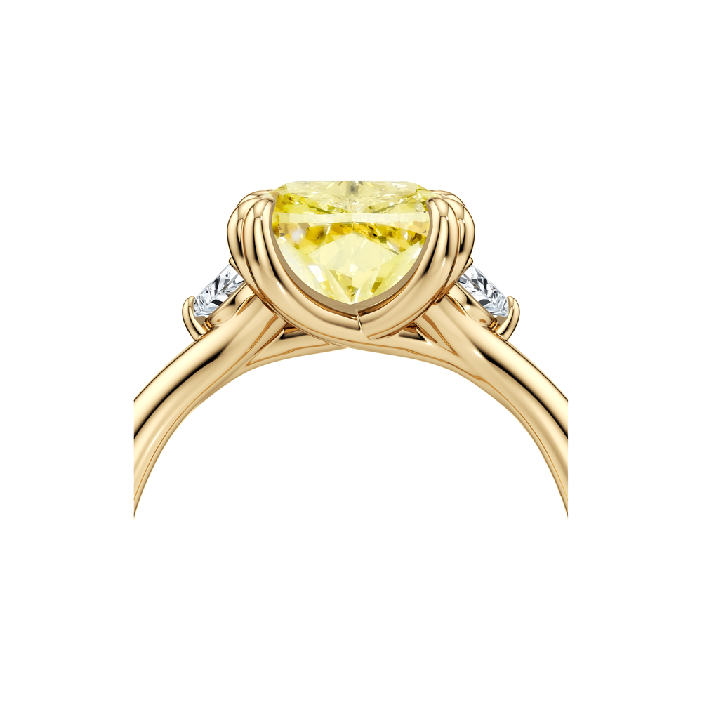 Jane Elongated Cushion Cut Yellow Diamond Three Stone Engagement Ring image 5
