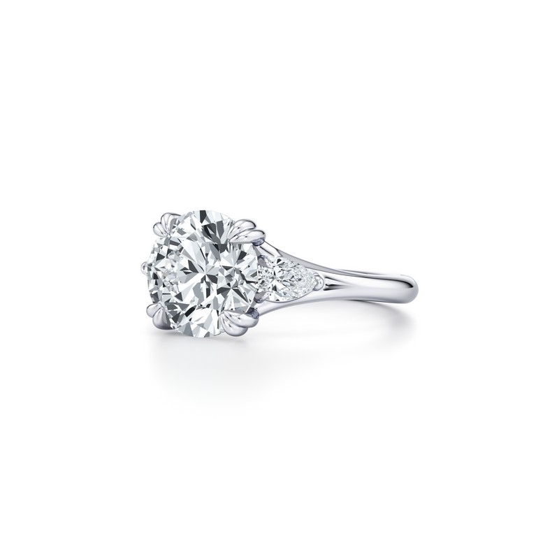 Jane Round Cut Pear Three Stone Lab Diamond Engagement Ring image 2