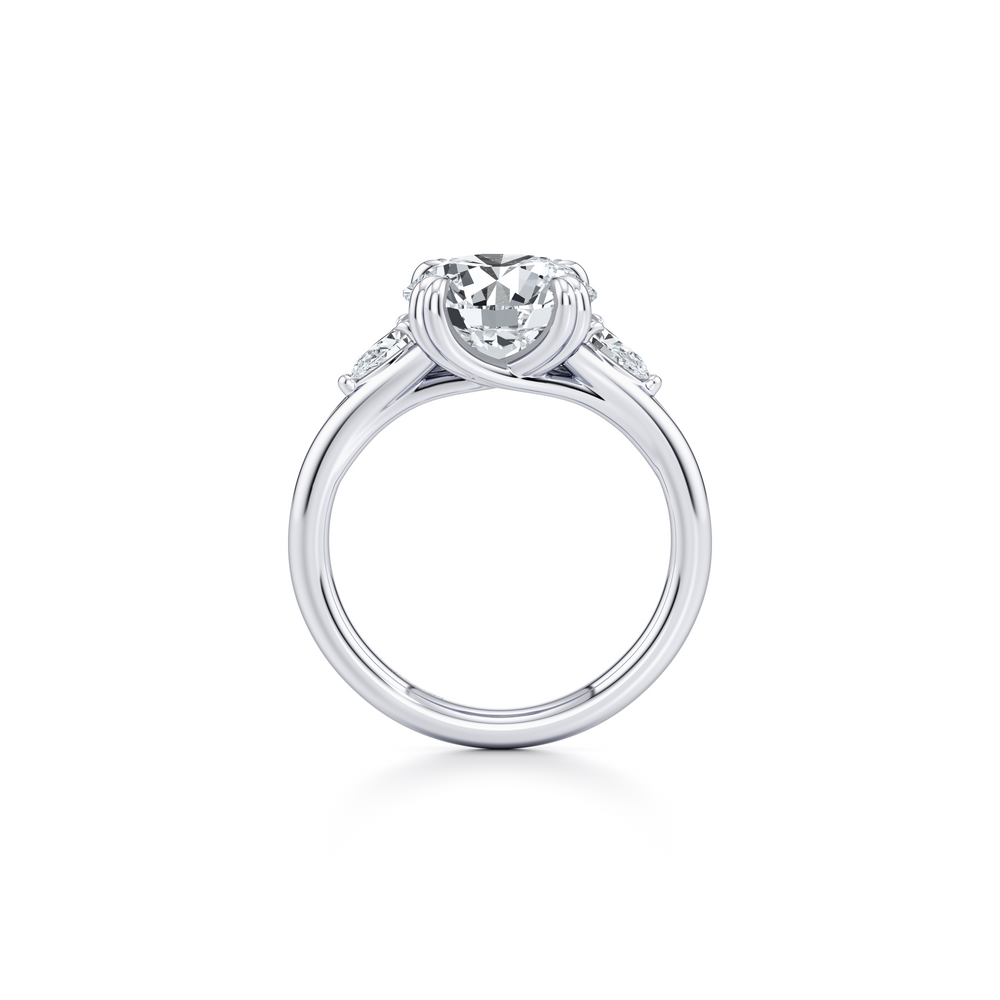 Jane Round Cut Pear Three Stone Lab Diamond Engagement Ring image 4