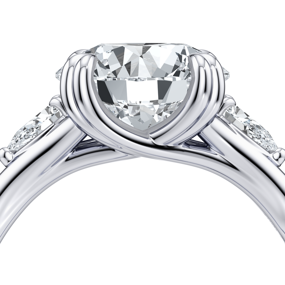 Jane Round Cut Pear Three Stone Lab Diamond Engagement Ring image 5