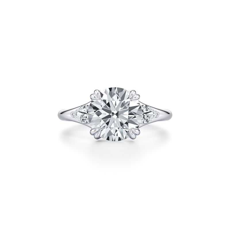 Jane Pear Three Stone Lab Diamond Engagement Ring image 1