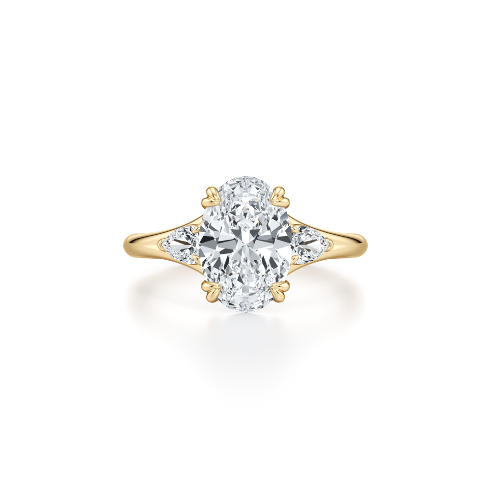 Jane Oval Cut Pear Three Stone Lab Diamond Engagement Ring image 1