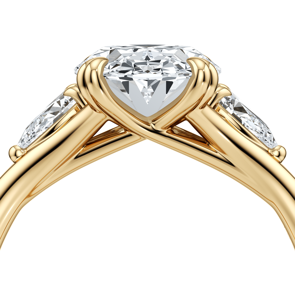 Jane Oval Cut Pear Three Stone Lab Diamond Engagement Ring image 5