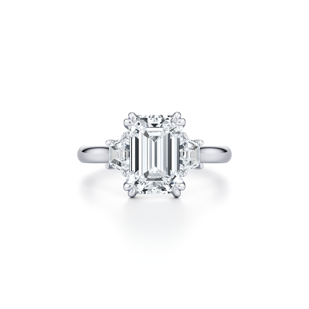 Elle Emerald Cut Lab Diamond Three Stone Engagement Ring image 1