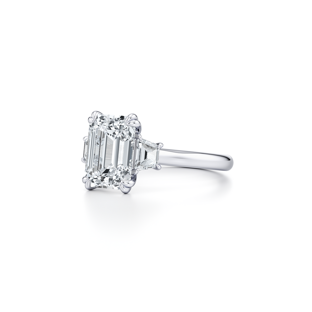 Elle Emerald Cut Lab Diamond Three Stone Engagement Ring image 2