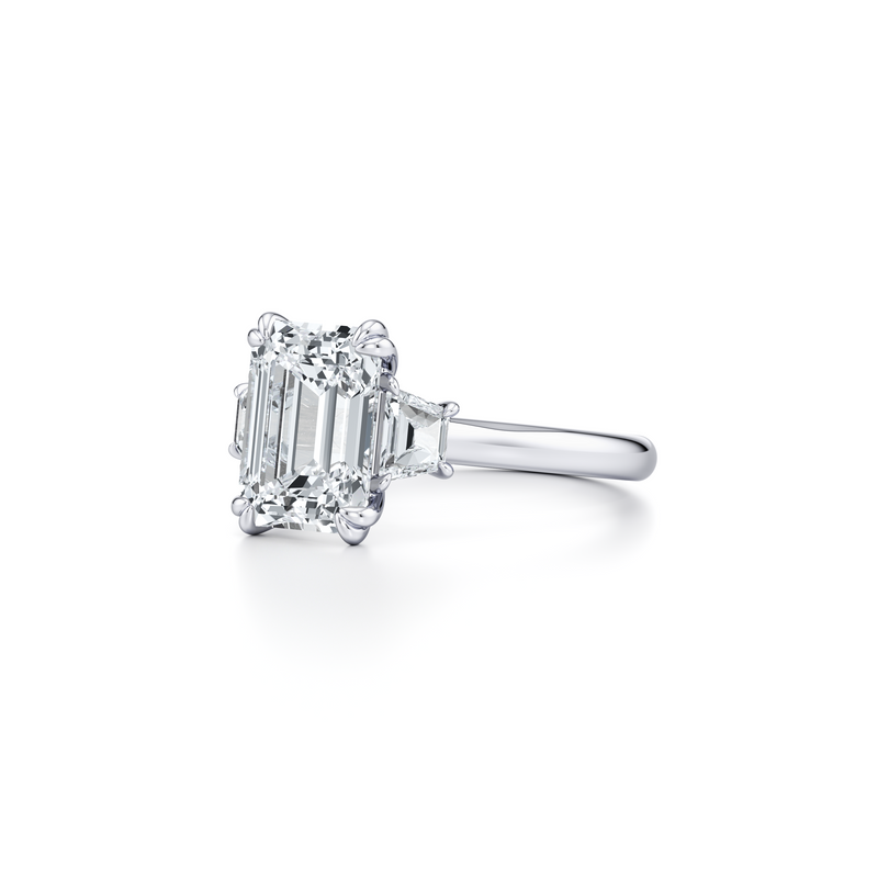 Elle Emerald Cut Lab Diamond Three Stone Engagement Ring image 2