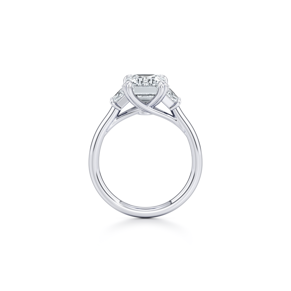Elle Emerald Cut Lab Diamond Three Stone Engagement Ring image 3