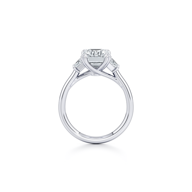 Elle Emerald Cut Lab Diamond Three Stone Engagement Ring image 3