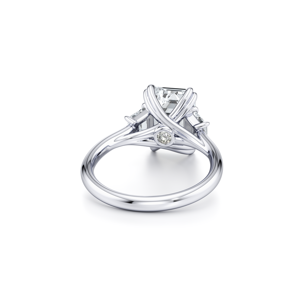 Elle Emerald Cut Lab Diamond Three Stone Engagement Ring image 4