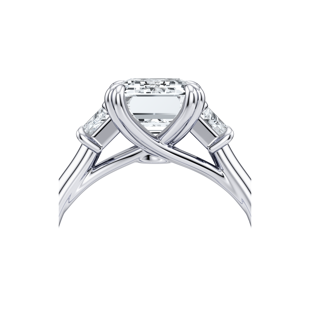 Elle Emerald Cut Lab Diamond Three Stone Engagement Ring image 5