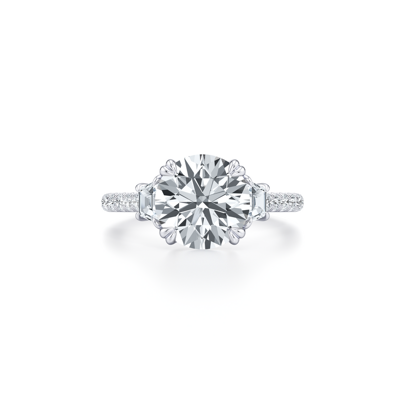 Elle Trapezoid Three Stone Lab Diamond Engagement Ring image 1