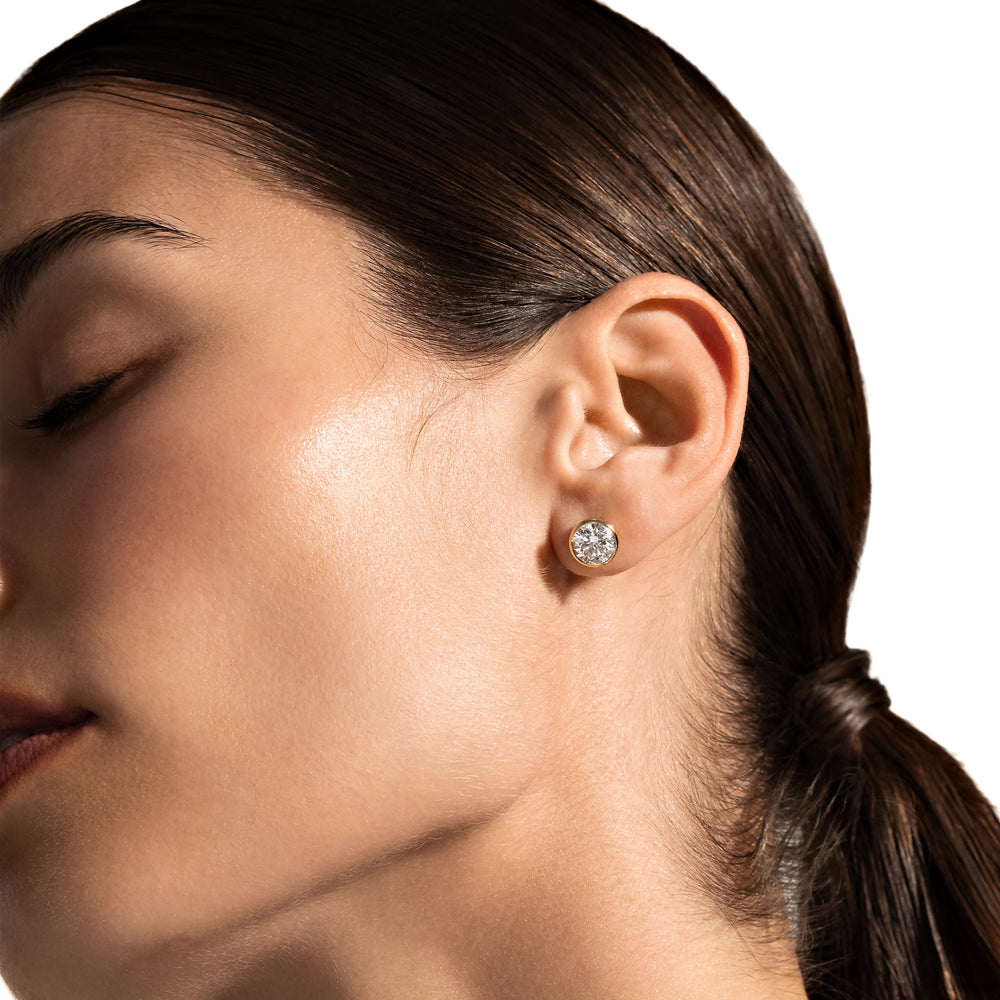 Bezel Set Lab Diamond Round Brilliant Studs image 39