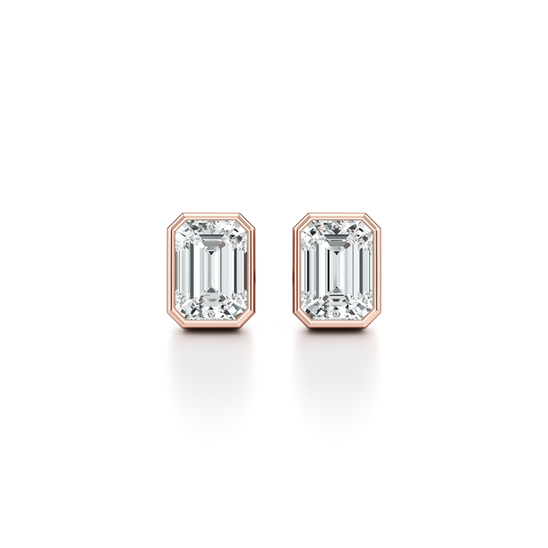 Bezel Set Lab Diamond Emerald Studs image 7