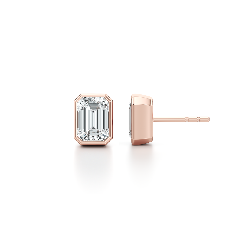 Bezel Set Lab Diamond Emerald Studs image 8