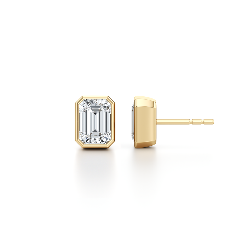 Bezel Set Lab Diamond Emerald Studs image 5