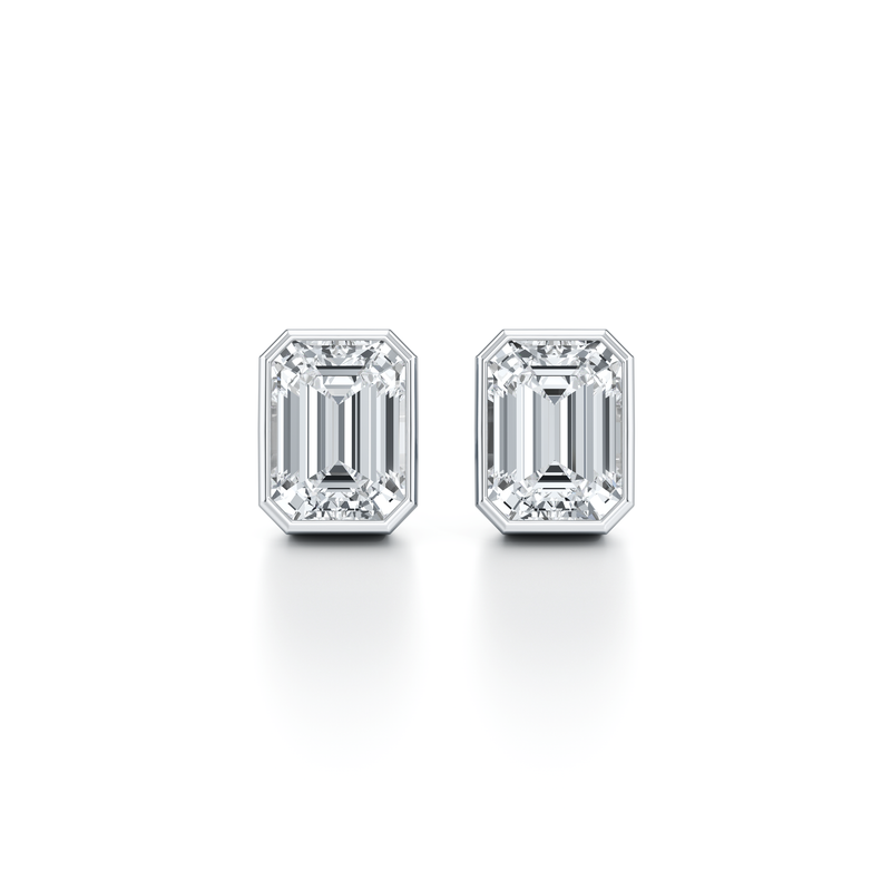 Bezel Set Lab Diamond Emerald Studs image 13