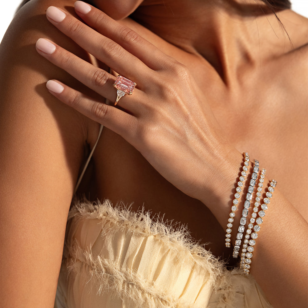 Bezel Set Round Brilliant Lab Diamond Tennis Bracelet image 42