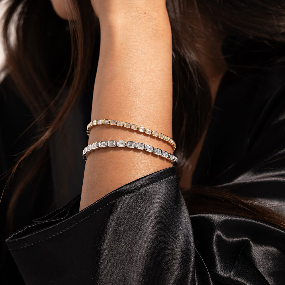 Bezel Set Emerald Lab Diamond Tennis Bracelet image 42