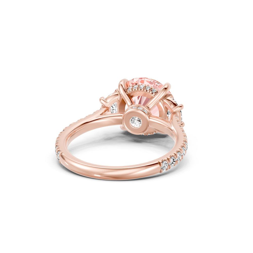 Chelsea Round Cut Lab Pink Diamond Three Stone Engagement Ring image 3