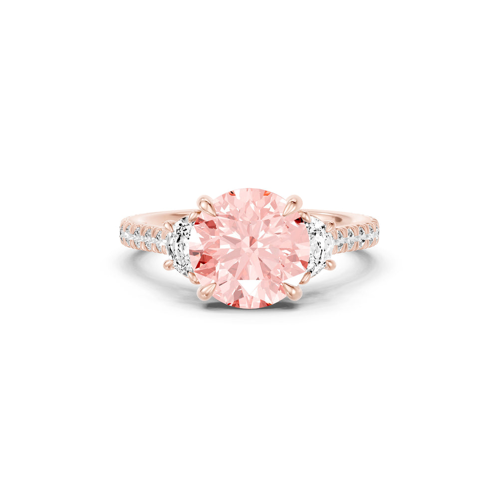 Chelsea Round Cut Lab Pink Diamond Three Stone Engagement Ring image 1