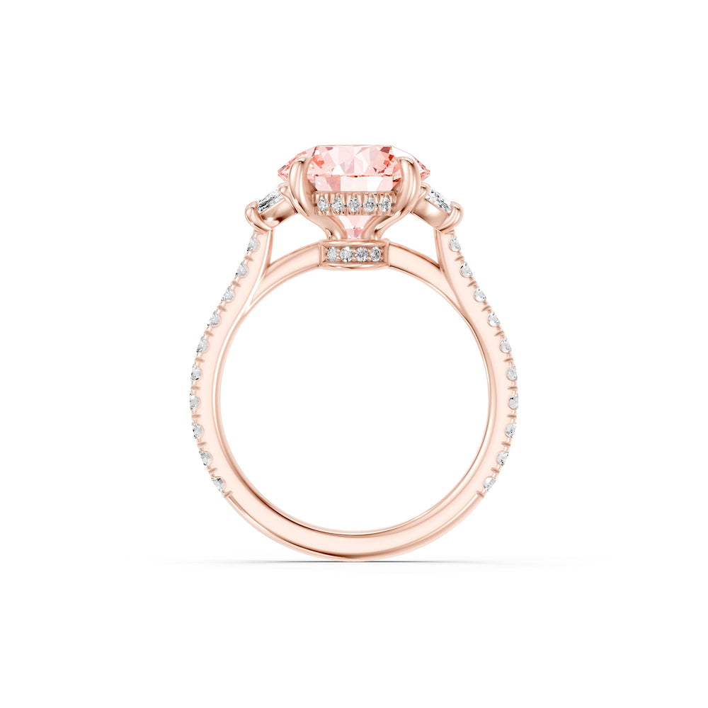 Chelsea Round Cut Lab Pink Diamond Three Stone Engagement Ring image 5