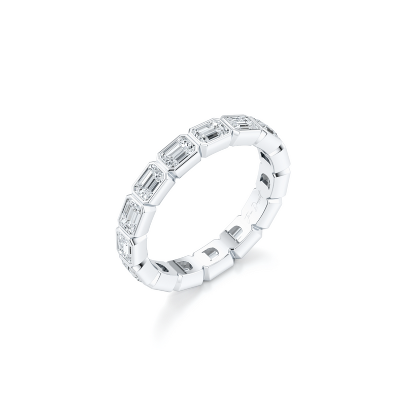 Bezel Set Emerald Lab Diamond Eternity Band image 1