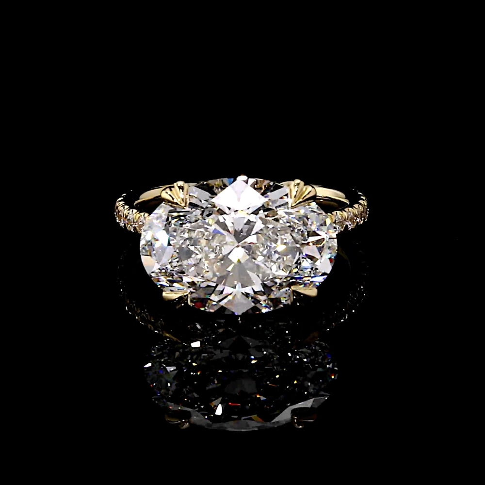 Elle East-West Oval Solitaire Lab Diamond Engagement Ring image 1