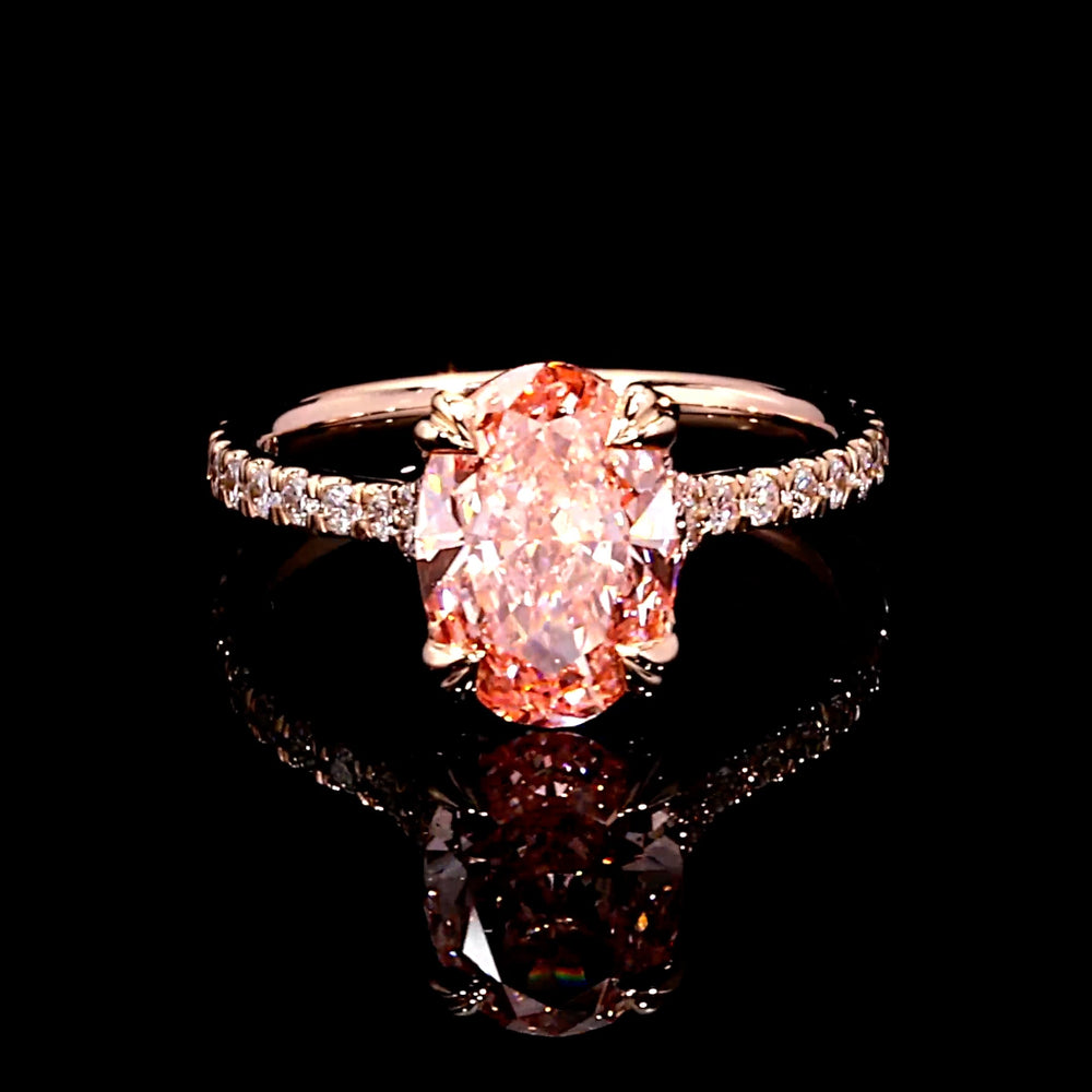 Elle Oval Solitaire Lab Pink Diamond Engagement Ring image 1