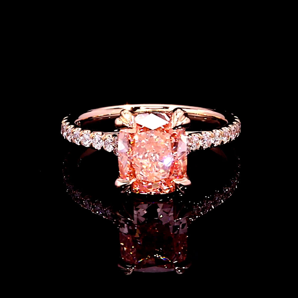Elle Cushion Cut Solitaire Lab Pink Diamond Engagement Ring image 1