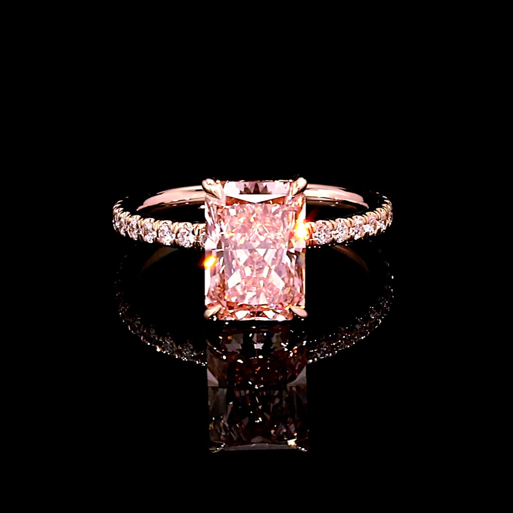Audrey Radiant Cut Solitaire Lab Pink Diamond Engagement Ring image 1