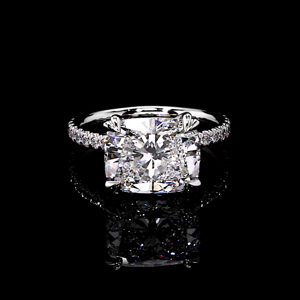 Elle East-West Cushion Solitaire Lab Diamond Engagement Ring image 1