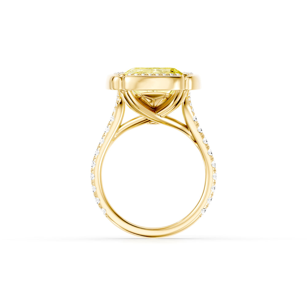 High Jewelry | Dorée Pavé Bezel Cushion Cut Yellow Lab Diamond Solitaire Engagement Ring image 4